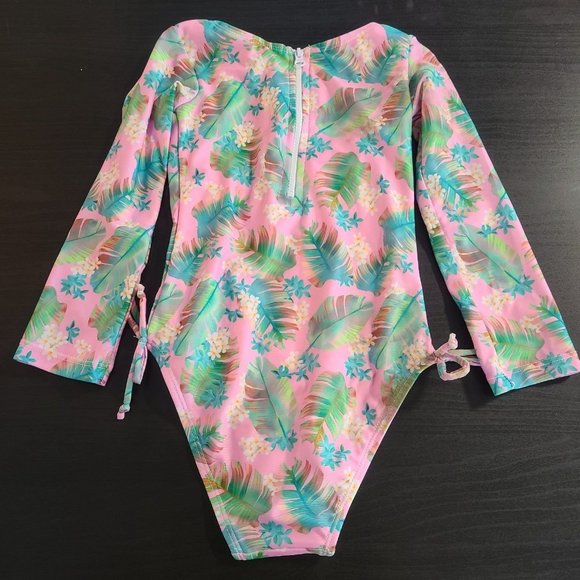 Flap Happy Girls Swimsuit Long Sleeve UPF 50 Charlie Rash Guard Pink SZ 5 NWT - Picture 2 of 8